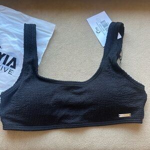 ZYIA Black Textured Bikini Top